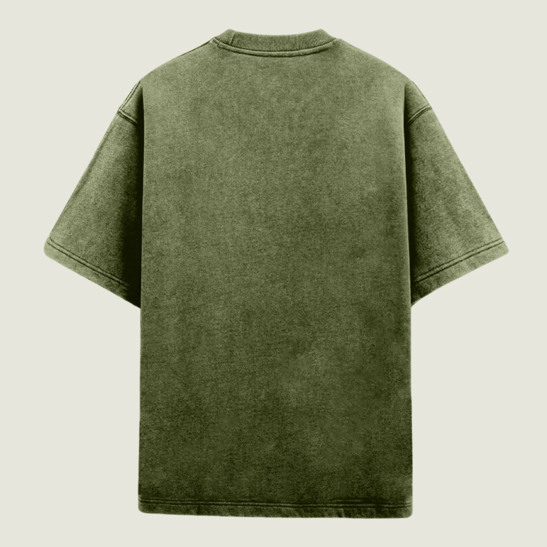 Acid-Washed Olive Green Oversized Plain T-Shirt (Unisex)