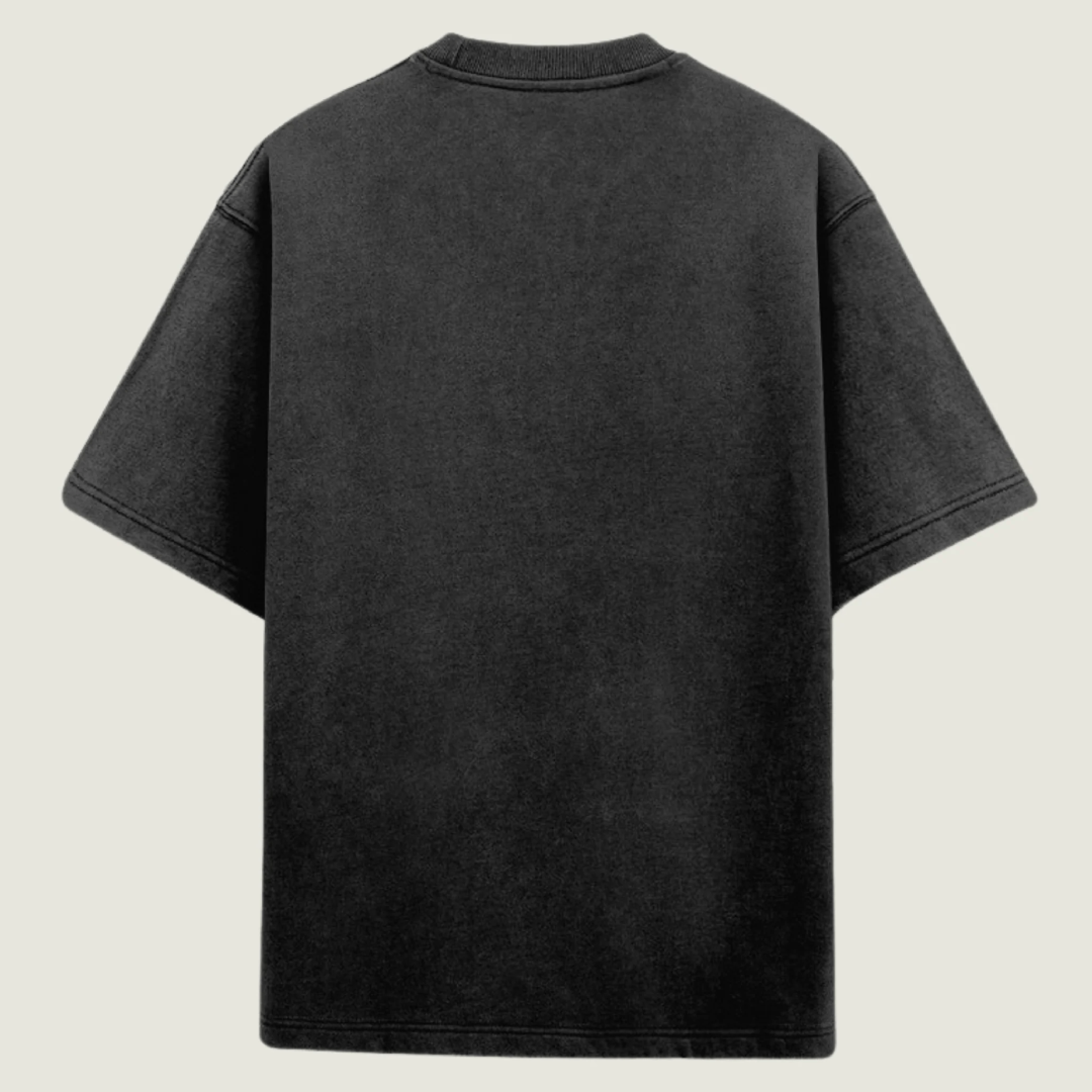 Acid-Washed Black Oversized Plain T-Shirt (Unisex)