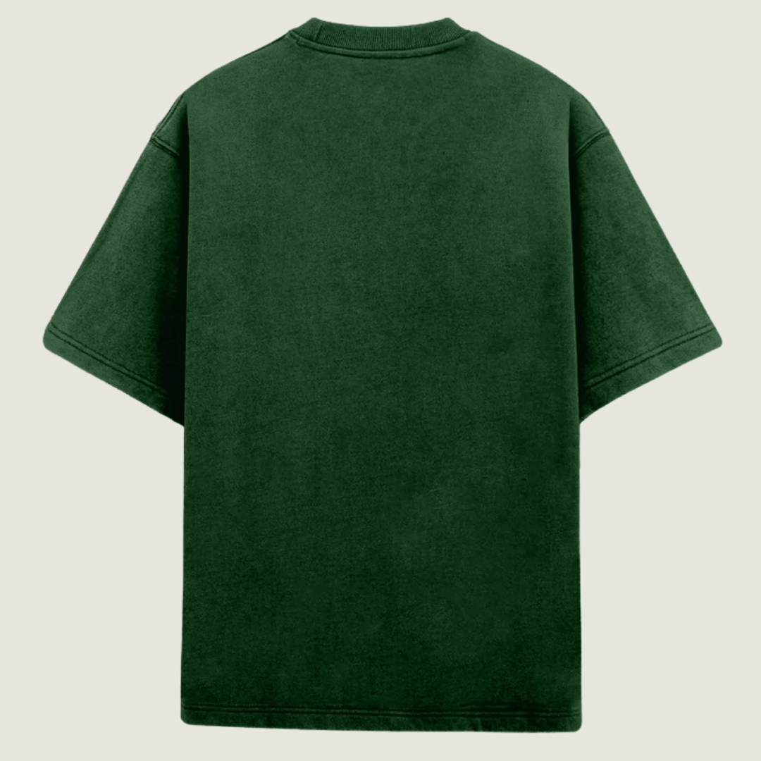 Acid-Washed Bottle Green  Oversized Plain T-Shirt (Unisex)