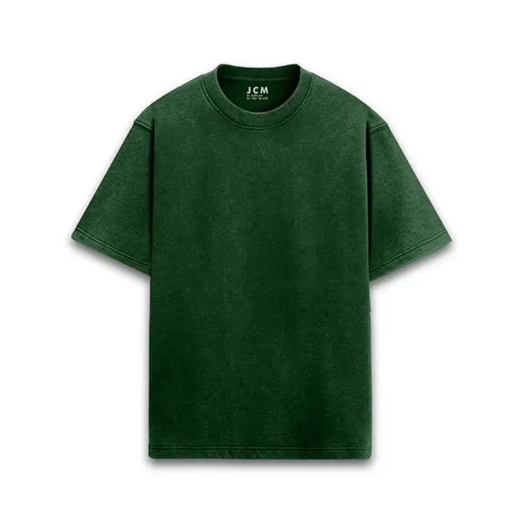 Acid-Washed Bottle Green  Oversized Plain T-Shirt (Unisex)