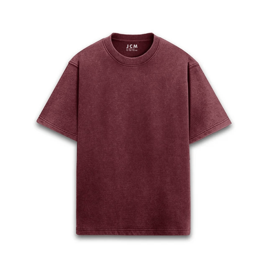 Acid-Washed Maroon  Oversized Plain T-Shirt (Unisex)