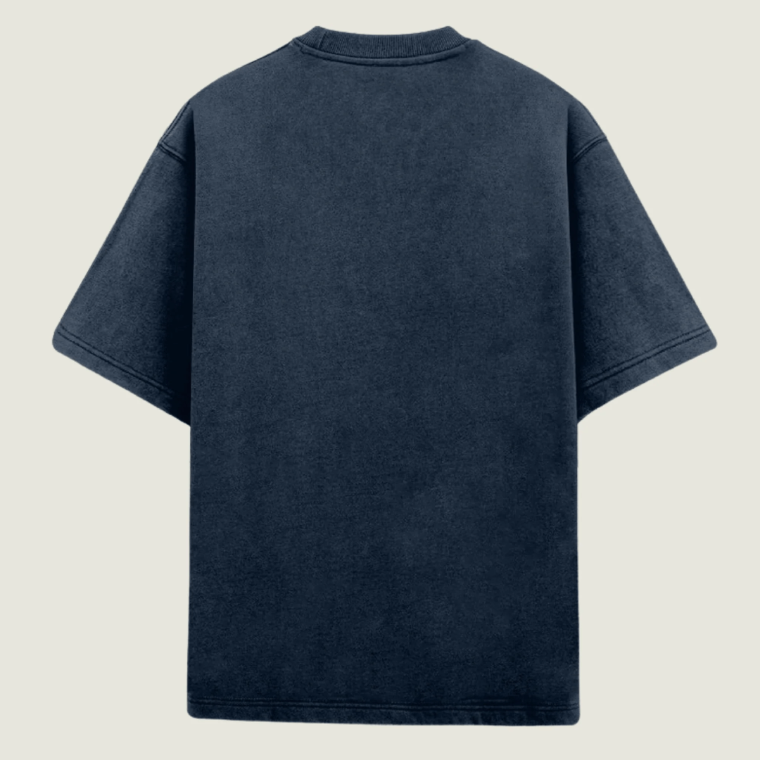 Acid-Washed Navy Blue  Oversized Plain T-Shirt  (Unisex)