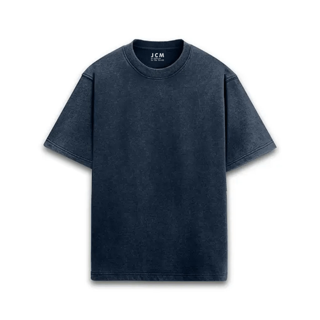 Acid-Washed Navy Blue  Oversized Plain T-Shirt  (Unisex)